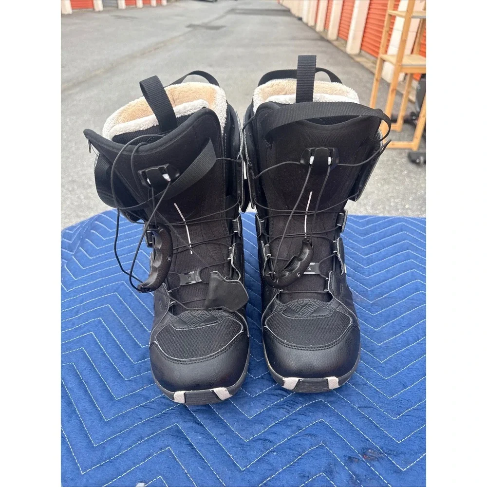 Salomon Faction Snowboard Boots Black Mens Size 8 Quick Pull Lacing All Mountain